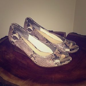 Cole Haan Snake Print Leather wedges